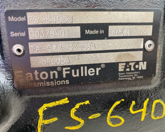 2009 EATON-FULLER FS6406N TRANSMISSIONS 6 SPEED