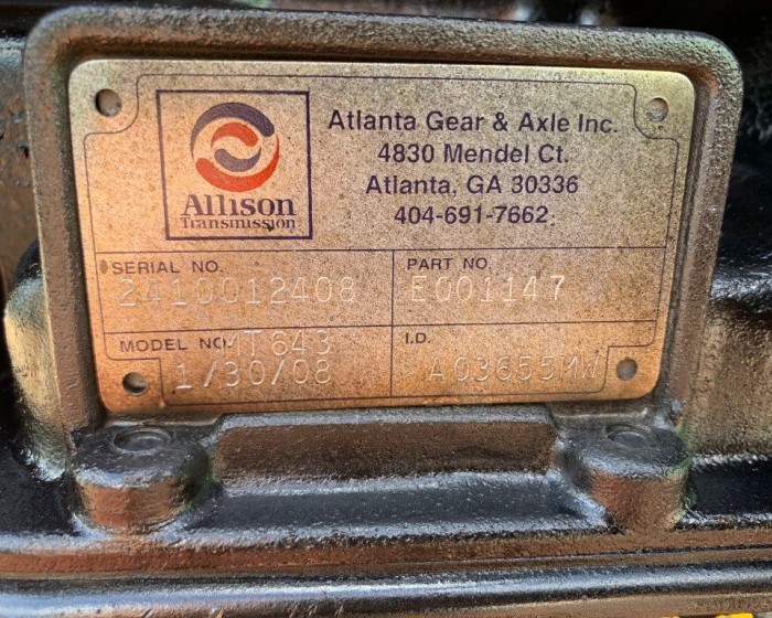 1997 ALLISON MT-643 TRANSMISSIONS AUTOMATIC